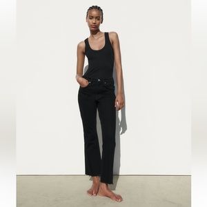 NWT Zara mid-rise cropped flare black jeans